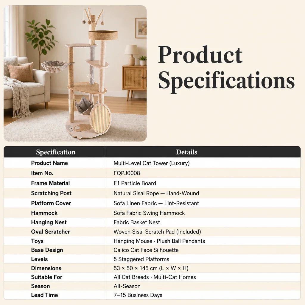 Large Wooden Cat Tree Sisal Scratching — Product details 4