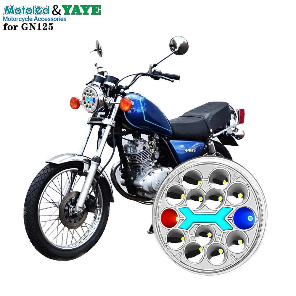YAYE 5.75 Inch GN125 LED Motorcycle Headlight with High Thermal Conductivity Aluminum Shell and Semi-Assembly Design