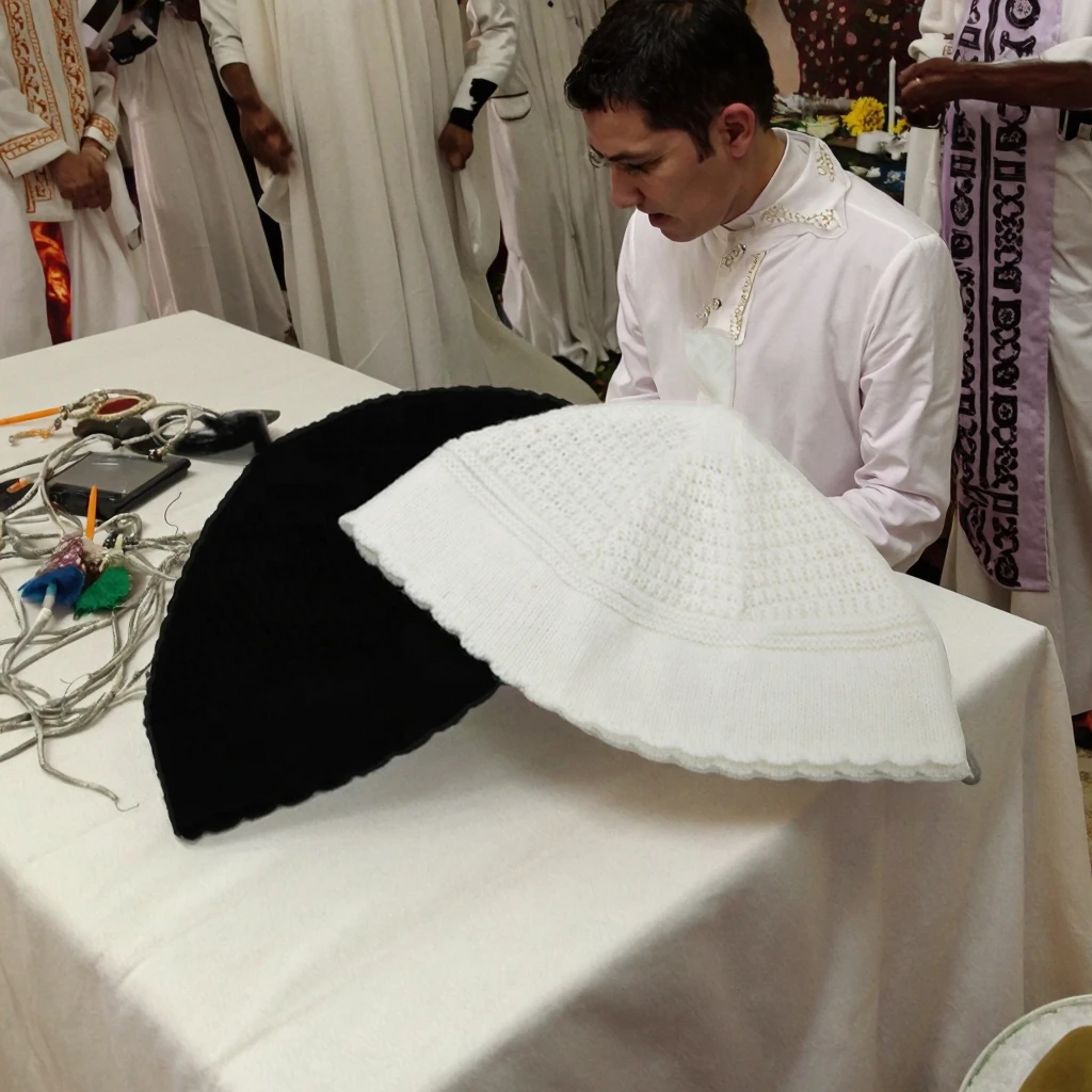 Kippa Juive Homme Kippa Tricotée Main En Coton - Calotte