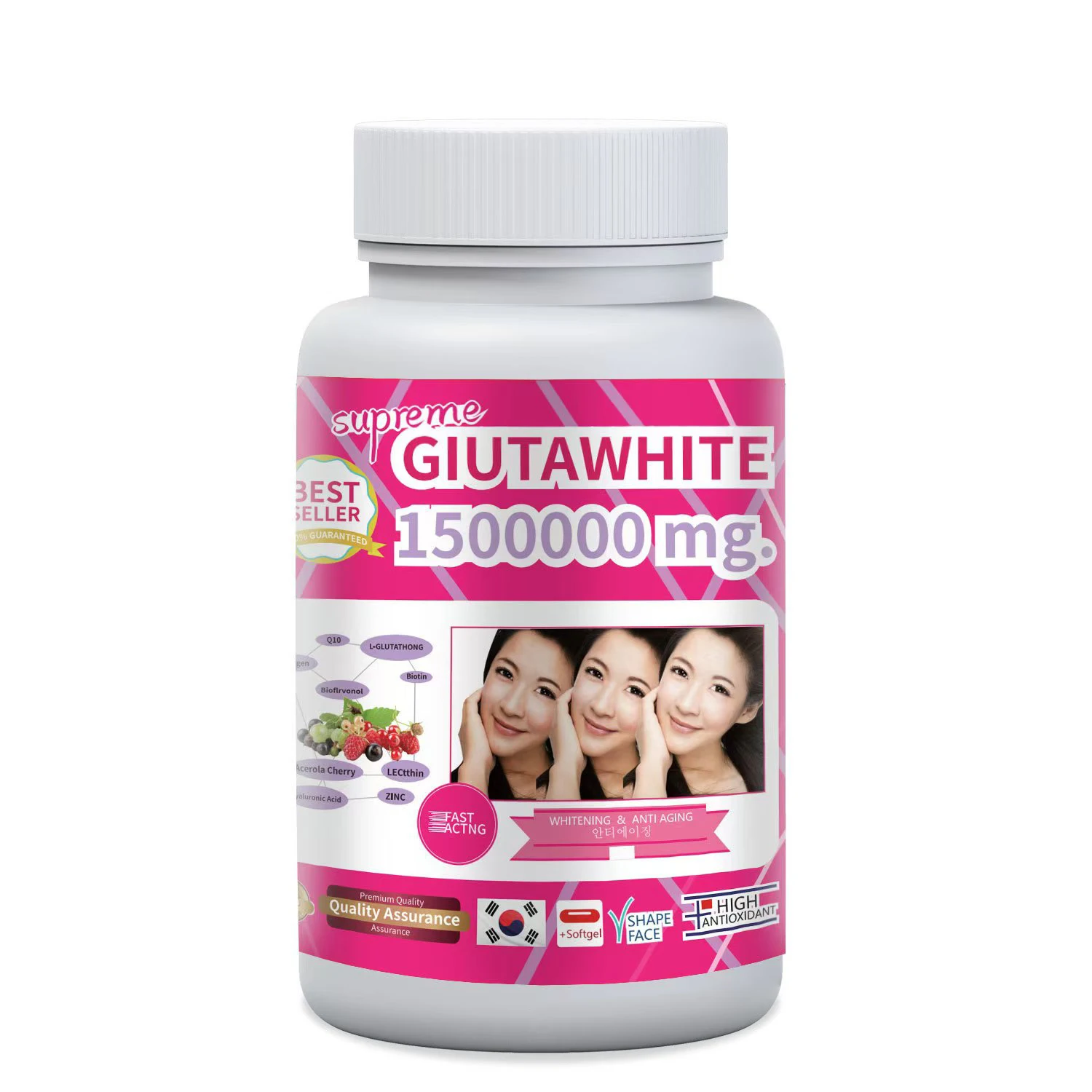 1500 mg glutathione whitening pills Gluta White 1500mg Capsule For Adults Hydrating Collagen Booster Brightens Skin Reduces Wrinkles Acne Softgel Capsules Kozicare Skin Lightening Soap
