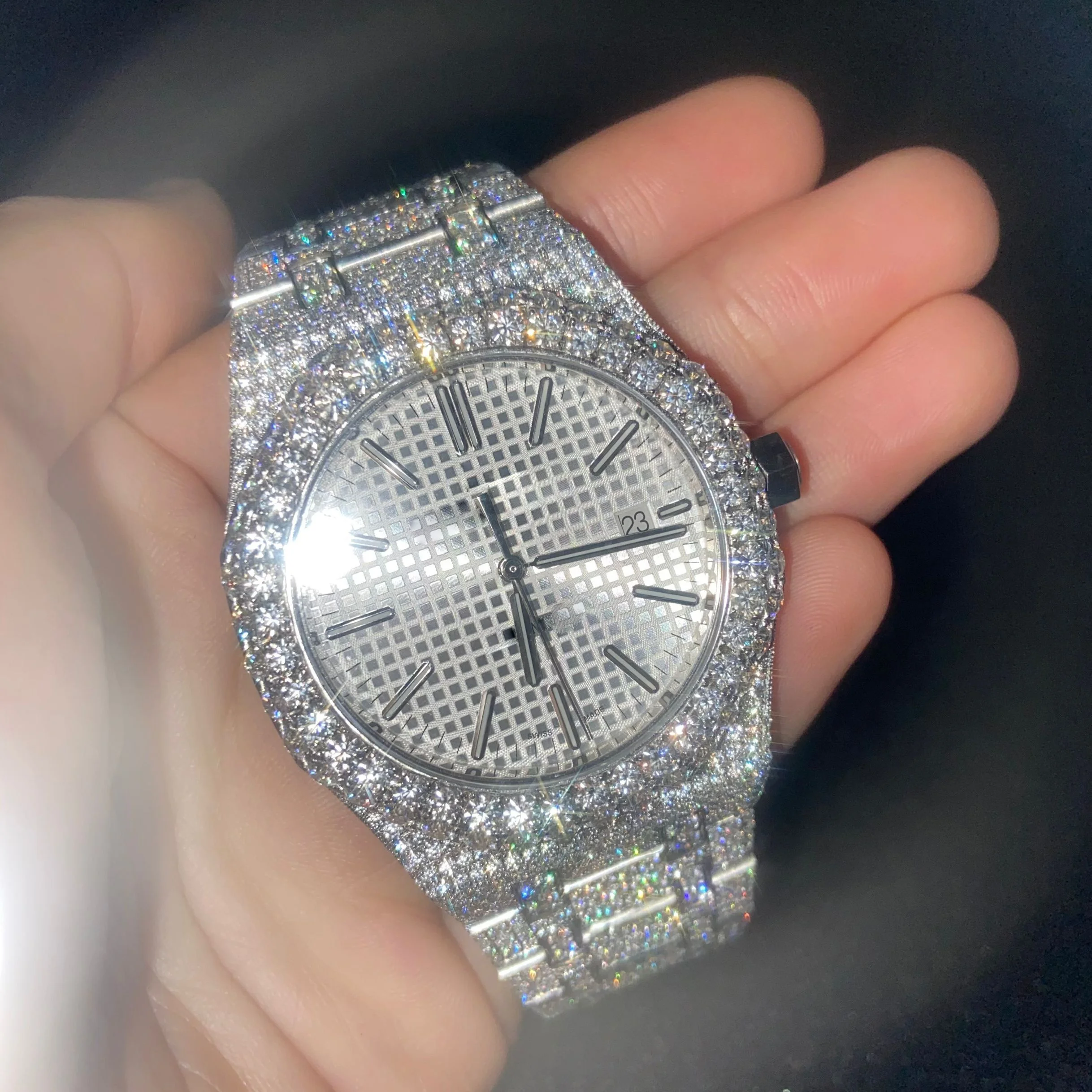 Luxury Fashion Iced Out Bling Bling Dial Watch Band Moissanite Watch Diamond Vvs