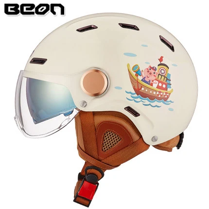 BEON B112夏用デュアルレンズハーフヘッドヘルメットスクーター