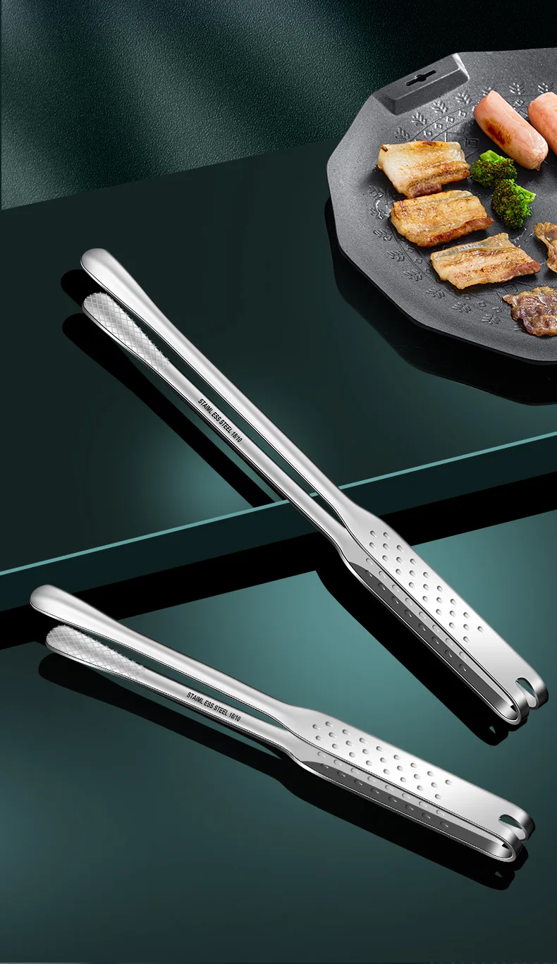 316L Stainless Steel Korean Style Kitchen Food Cooking Steak Buffet Tongs Small BBQ Metal Clip Anti-Scalding Barbecue Tool