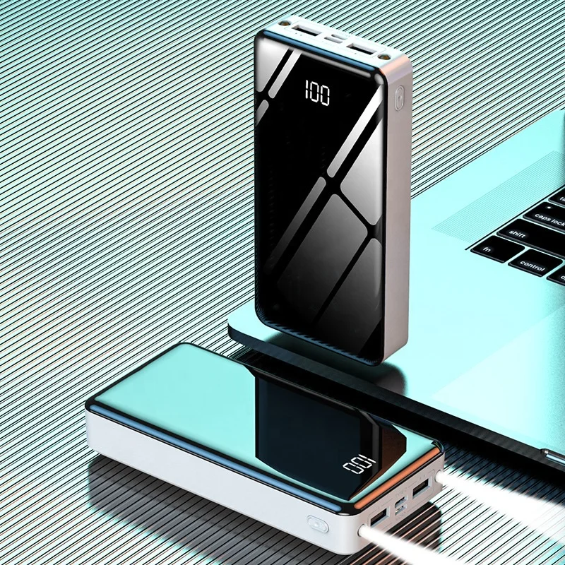 Fast Charging Led Display Mirror Power Bank 20000mah  Phone Chargers Portable High Capacity Logo Customized Mobile Power Supply