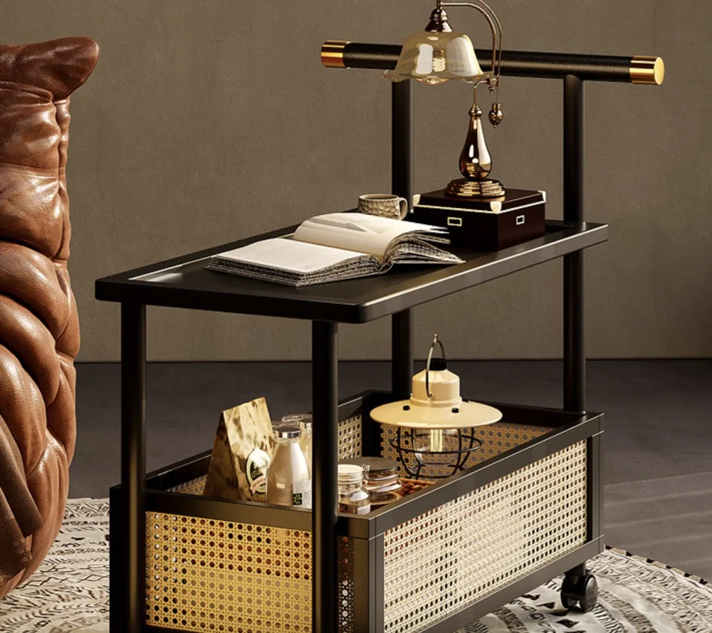 Bamboo Table Trolley Removable Storage Sofa Side Corner Coffee Table ...