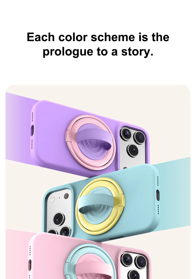 Double Ring Magnetic Phone Holder Silicone Grip Stand with Foldable Kickstand for Hands Free Viewing Smartphone