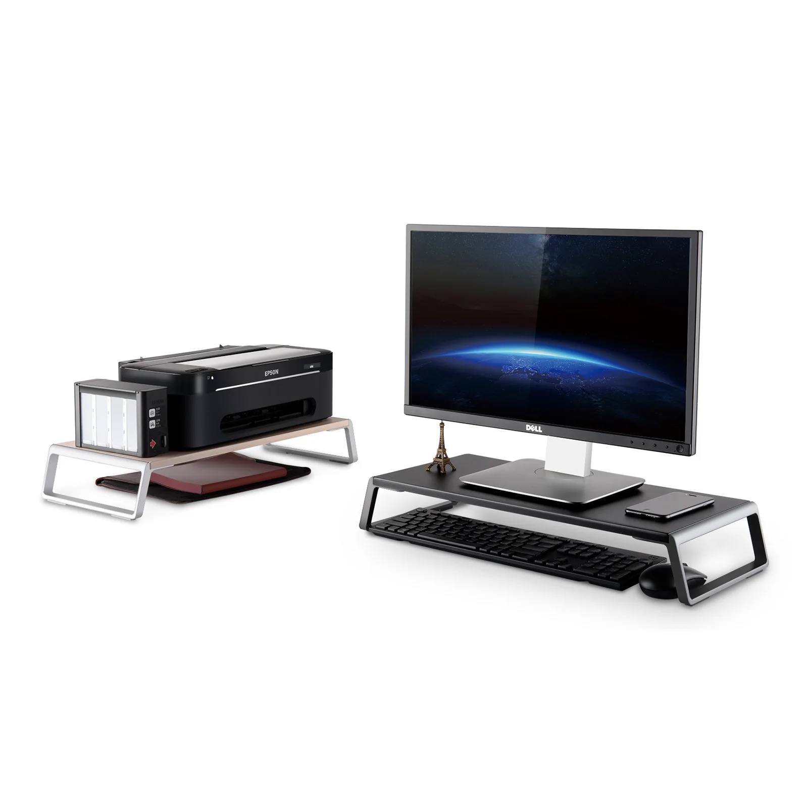 IKATAK New Metal PC Riser and Wood LCD Desk Monitor Stand Computer Desks