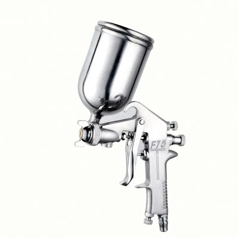 TEBAK F-75 Spray Gun 1.5mm Nozzle with Cup Silver Handle Adjustable Color Spray Gun for Automotive Parts Painting Furniture