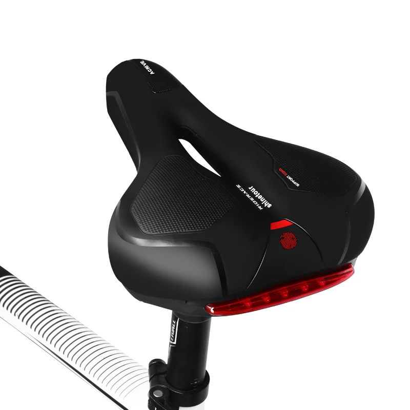 Sella per Bicicletta RIDERACE con Luce Posteriore, Cuscino Ampio per  Ciclismo, Sedile Anteriore Cavo per MTB, Ammortizzatore Largo e Confortevole