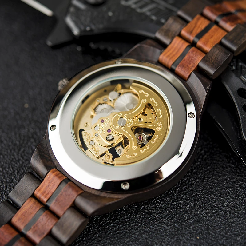 Luxury Lover's Wooden Custom logo Watches Automatic Watch Couples with  Visible Mechanism