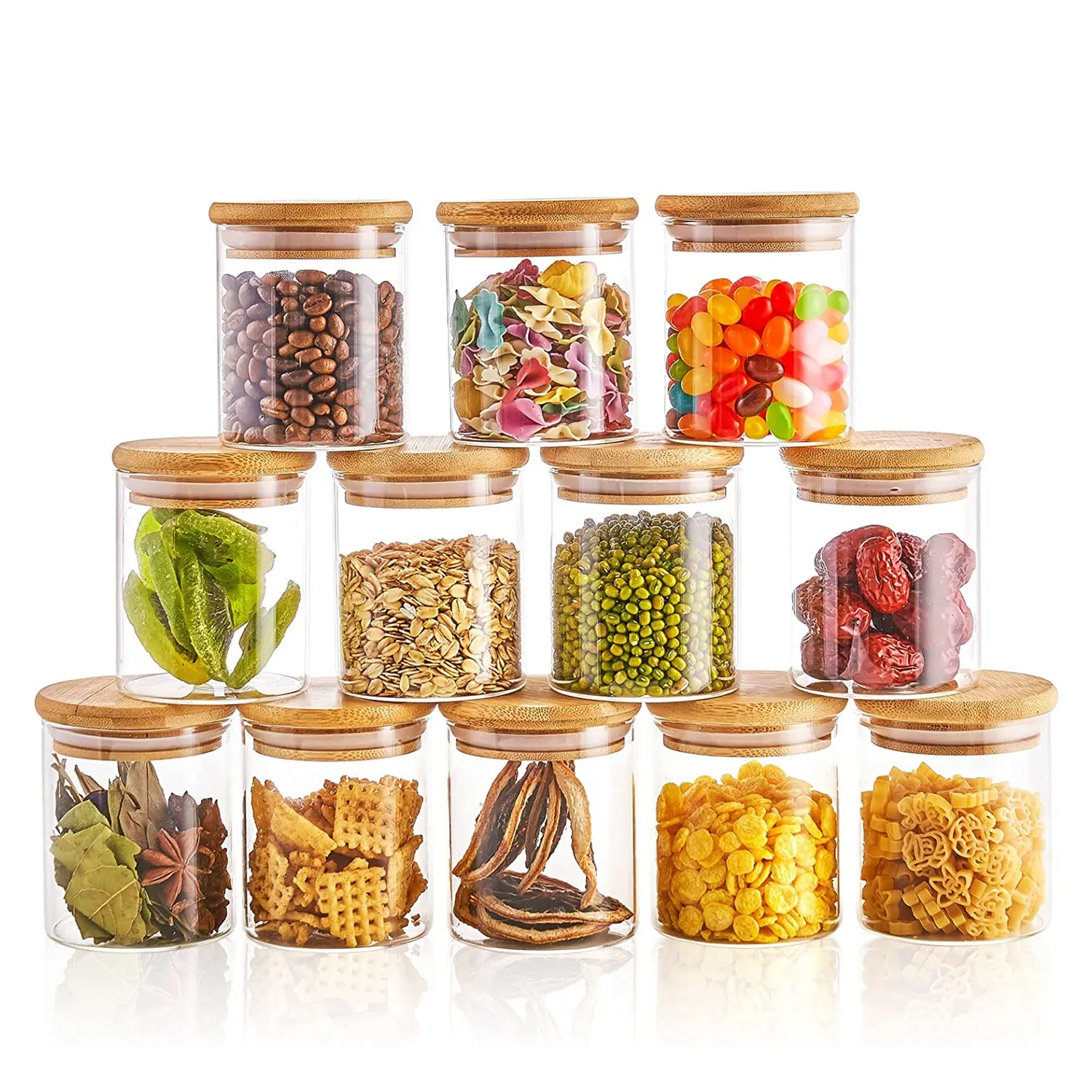 Custom Printed Kitchen Storage Glass Container Food Spice Jars Set With