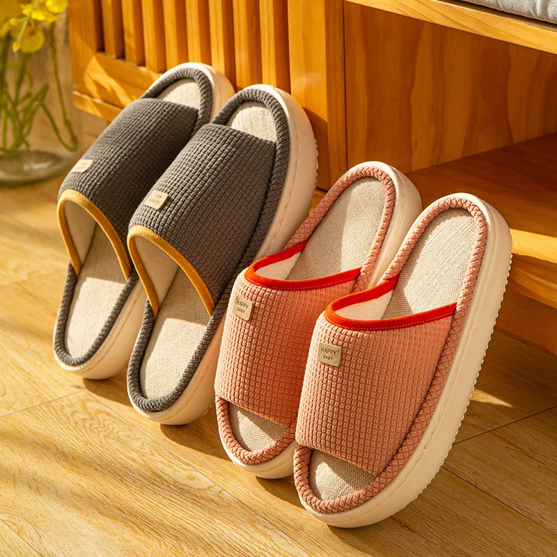 japanese waffle linen slippers