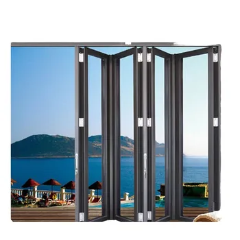 High Quality Modern New Design Aluminum Exterior Balcony Windproof Double Glass Bi-folding Window