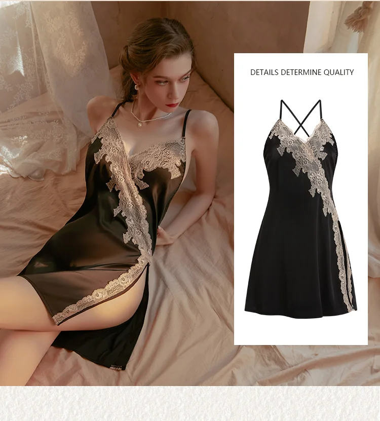 Women Ladies Sleeveless Nightdress Pretty Silk Nightdress Sleepwear