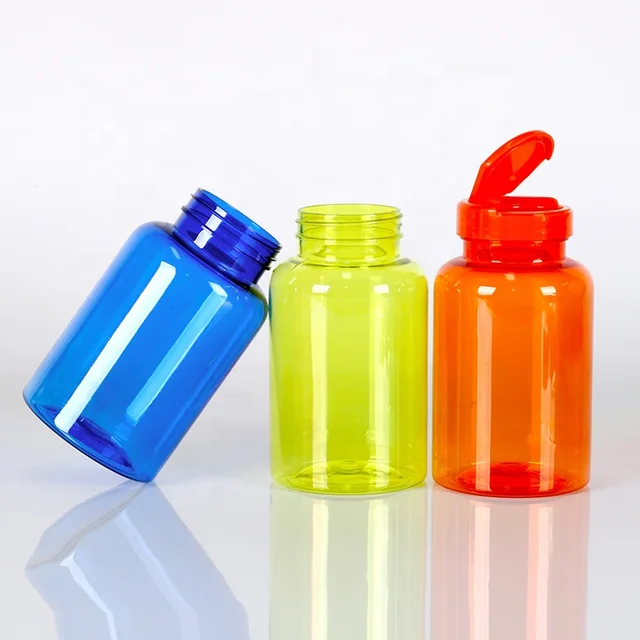 High quality 150ml capsule bottle plastic containers supplement medicine pill plastic bottle with flip top cap