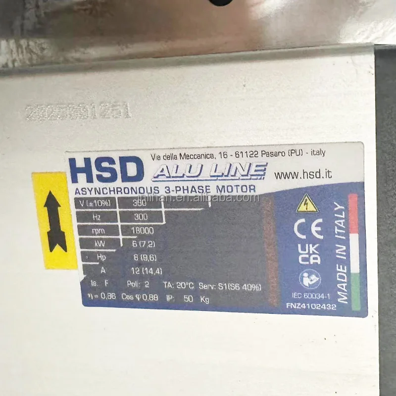 Factory Price  Italian HSD Spindle 7.5kw 18000rpm Atc Spindle 300Hz 6kw Hsd Spindle for CNC Router Machine