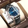 11 Leather Strap silver blue