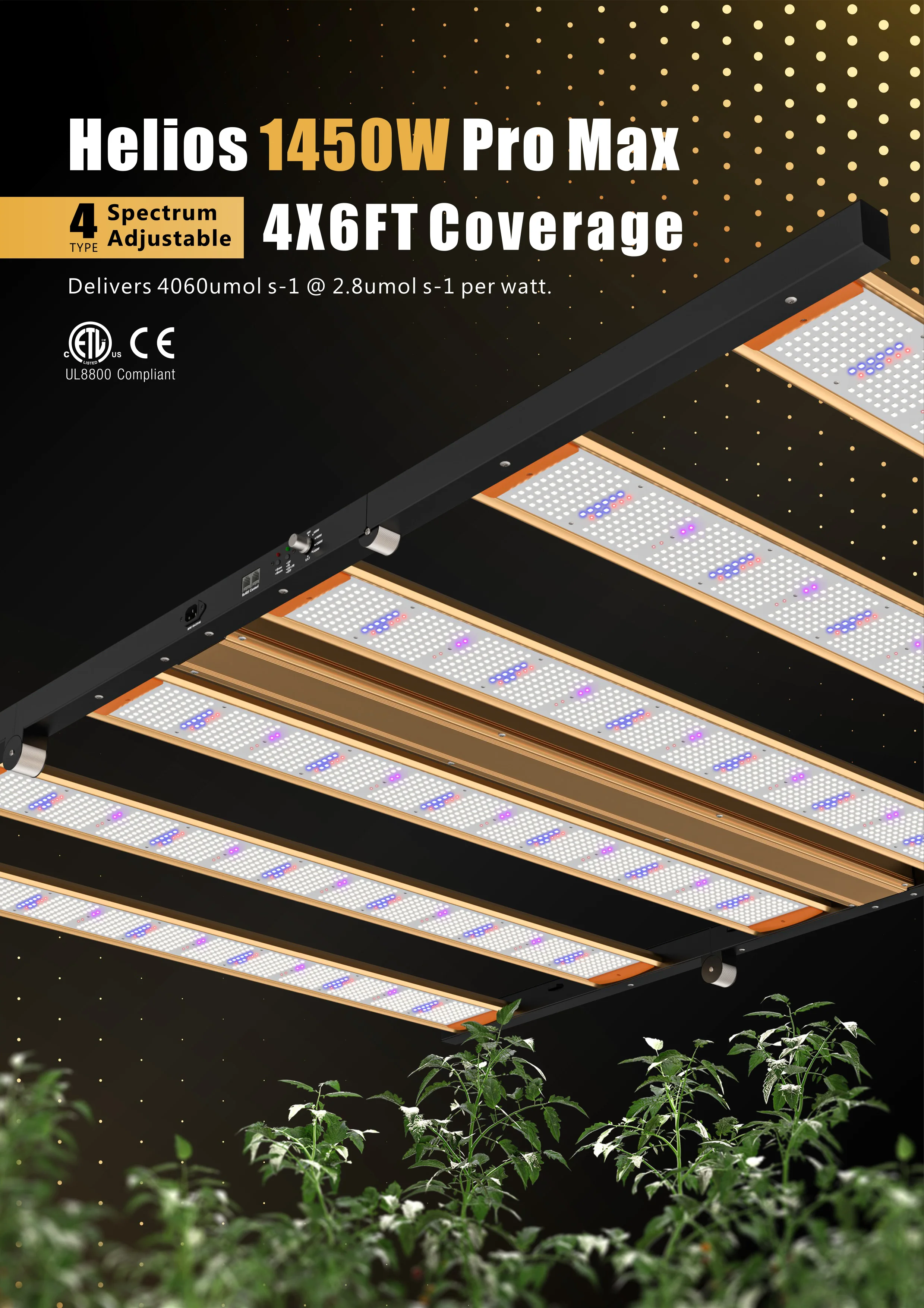 1450W 4x6FT Spectrum Adjustable Hydroponics Commercial Growing Led Grow ...