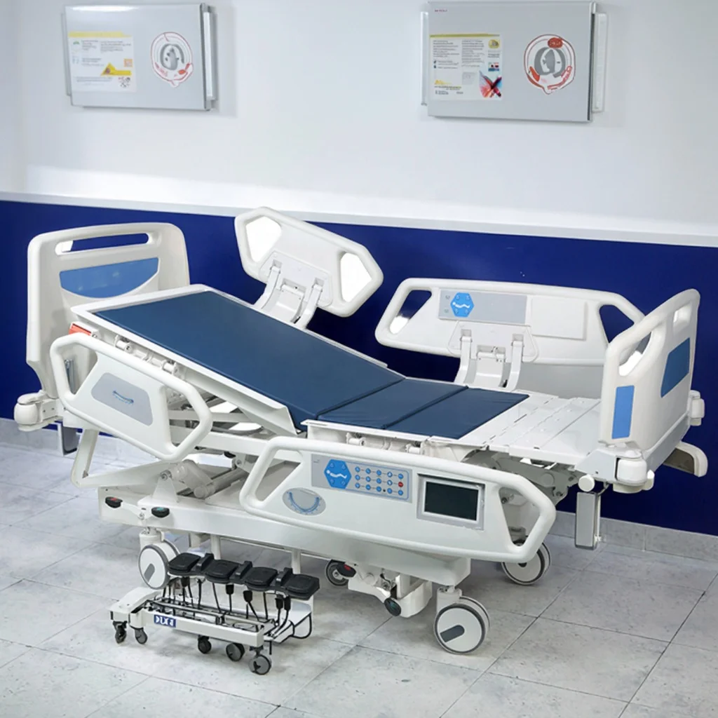 Professional Modern Electric ICU Patient Care Hospital Bed Multiple Motor Adjustment Medical Side Rails for School Hotel Use 2
