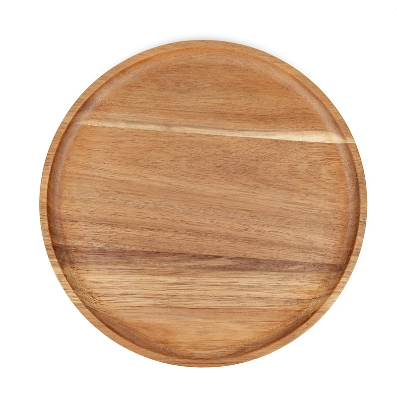 Wholesale Cheap Wood Charger Plate Dishes Food Fruit Serving Plate Round Acacia Wooden Plate For