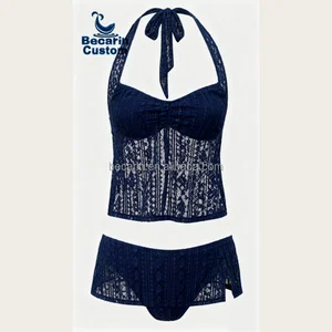 OEM Women's Sexy Bikini and Sarong Beach Two-Piece With Lace Skirt Swimwear Bathing Suits String Sets Beachwear Swimsuit