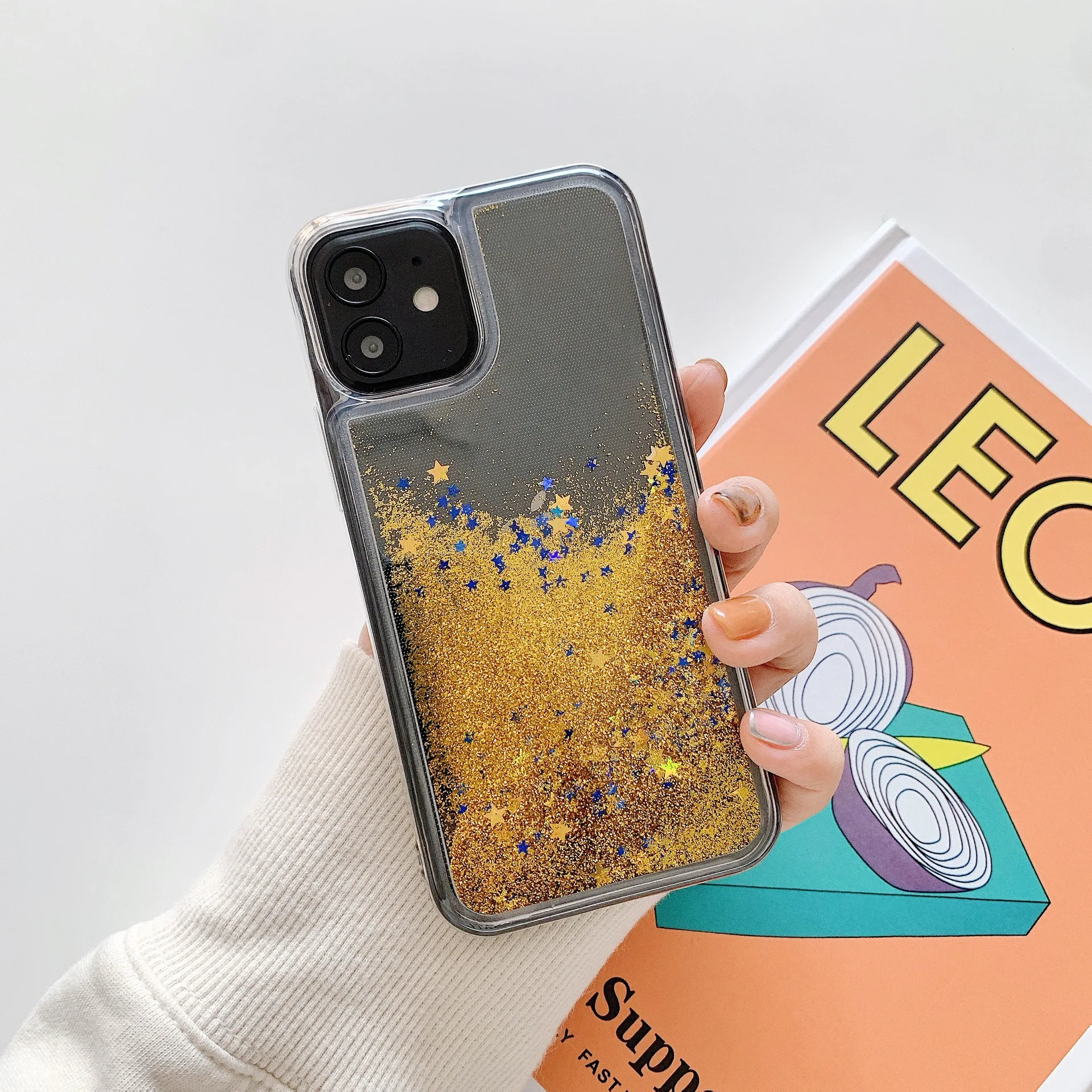 Custom Interior Painting Glitter Liquid Quicksand Tpu Pc Phone Case For