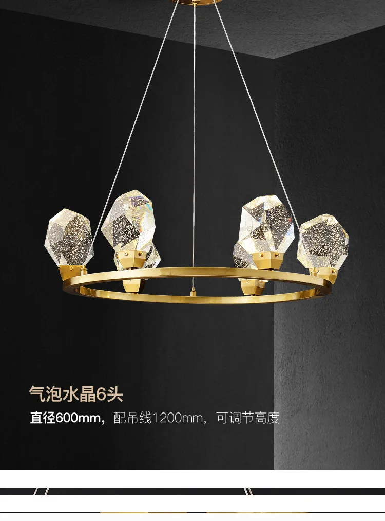 Meerosee Big Brilliant Bubble K9 Crystal Light Gold Copper Lamps Modern Chandelier Pendent Lighting For Hotel Villa MD86855