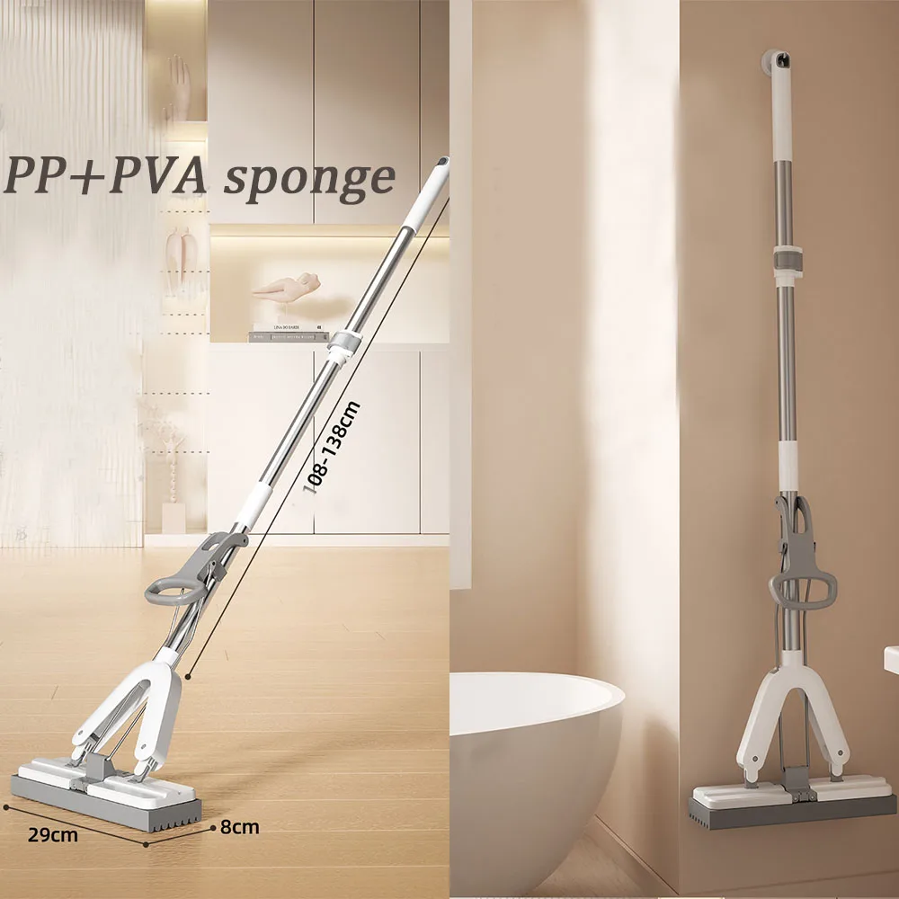 Handsfree Magic Microfiber Mop Head High Efficiency Steel Pole Dry Mop