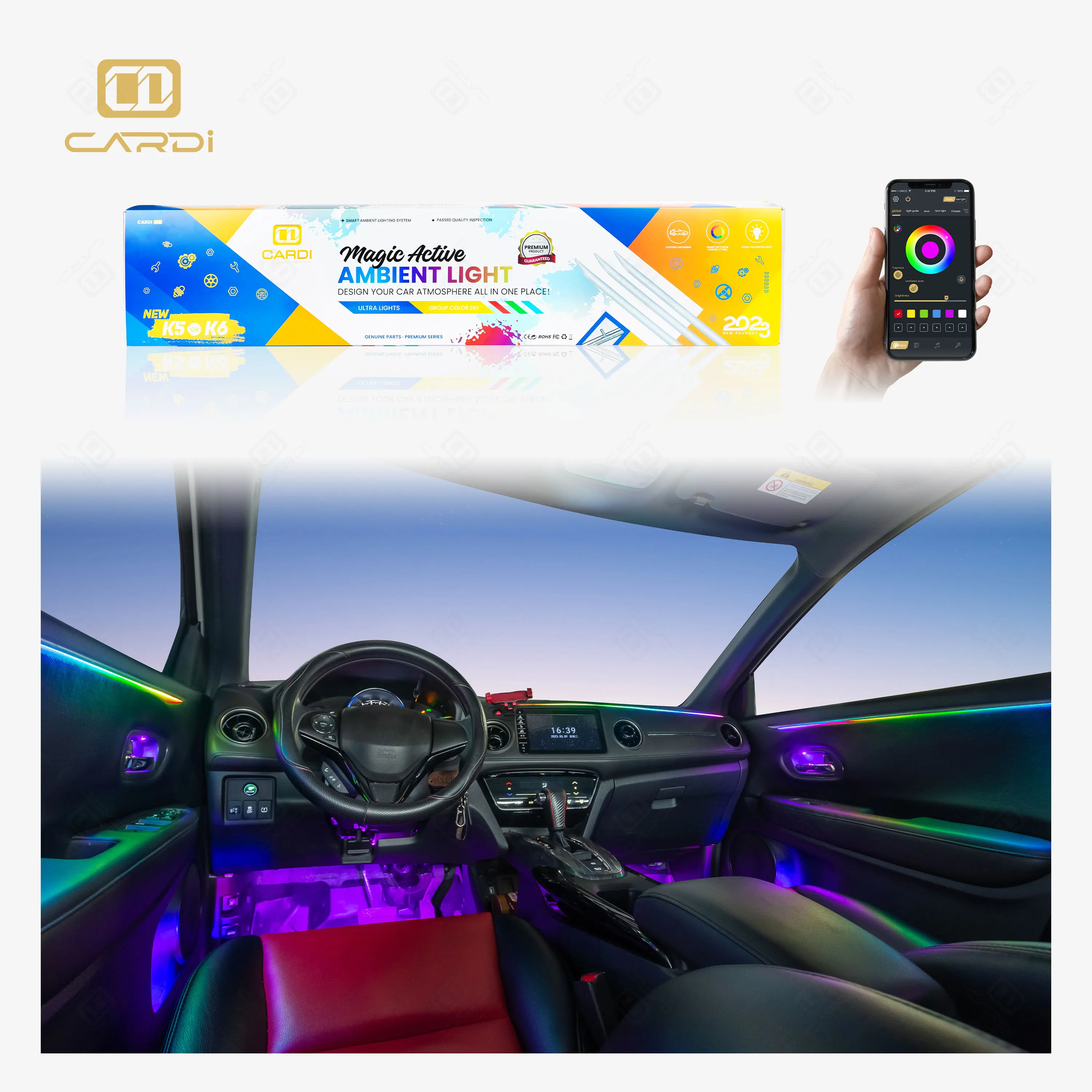 CARDI' K6 8 in 1 Symphony Ambient Light for Car Interior Decor