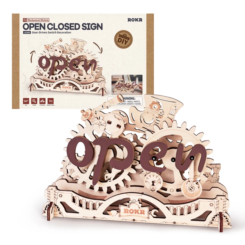 Robotime Rokr Wood Crafts LK506 - 3D Open Closed Sign Puzzle