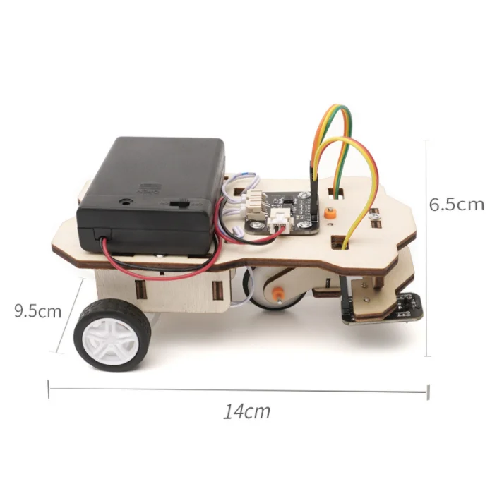 Factory DIY Black Tracking Line Follower Robot Kit Car Toy Robots Smart  Starter Kit Wooden STEM Science Engineering Toys