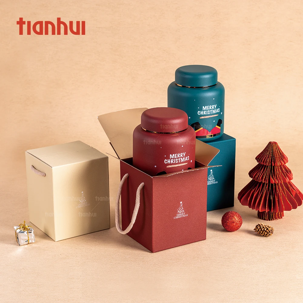 Tianhui Kotak Hadiah Kosong Custom, Kemasan Natal Kotak Lipat dengan Segel Sobek