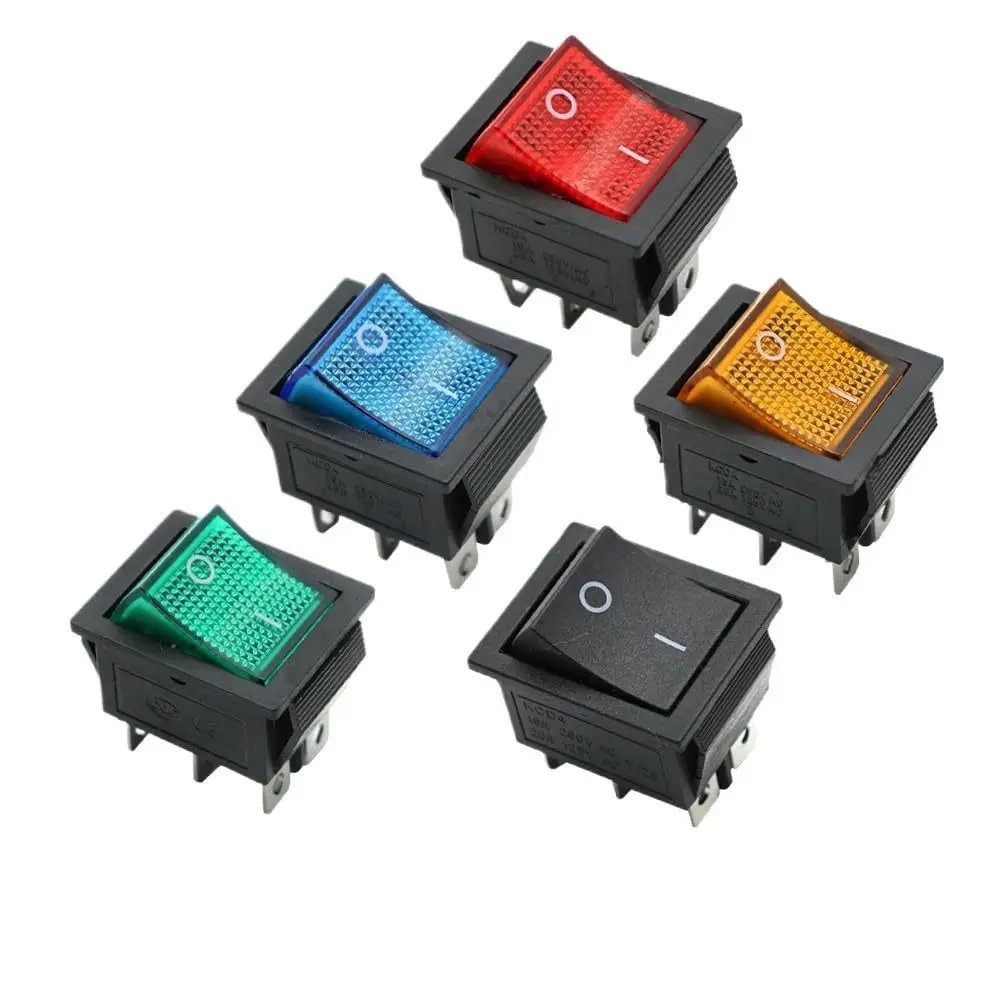 Custom Round/square Rocker Switch T125 30A 250V KCD1 Rocker Switch DPST 3 Pin with Lighted
