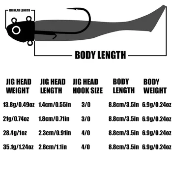 CHEERY Lead Sea Fishing Jig Head Hook + T-Tail Soft Bait Set Long-Range Lure Soft Worm for Sea Bass – Soft Lure – view 4