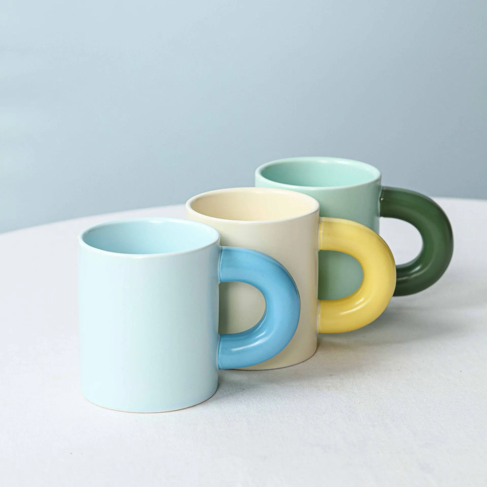 product fenn ins fashional drinkware thick handle design colorful glazed pottery cups porcelain tea cup ceramic coffee mug custom-63