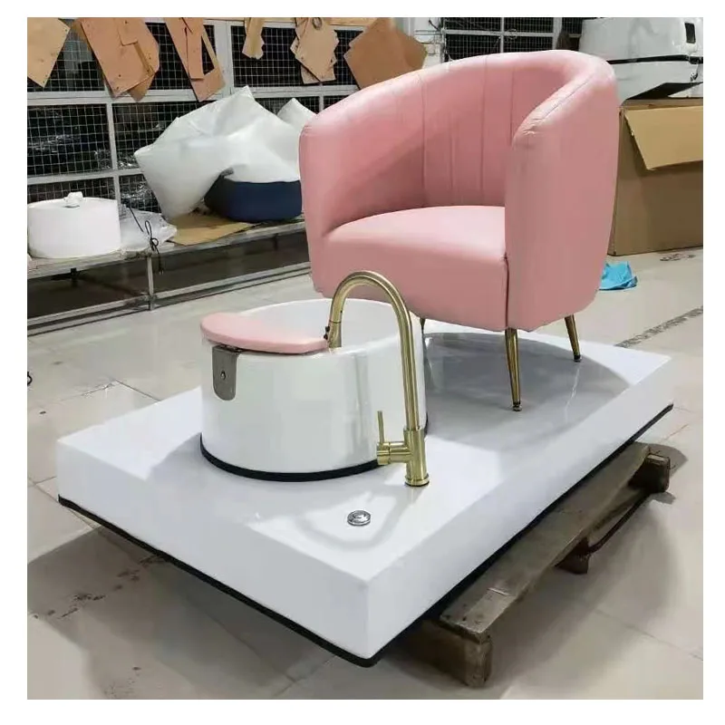 No Plumbing Luxurious Pink Princess Throne Spa King Pedicure Chair Automatic Drainage Hot/Cold Water Multi-Angle Backrest for