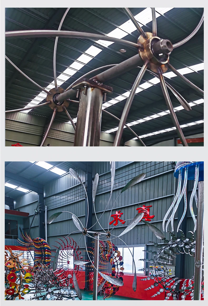 Wind Powered Sculpture Windmill Large Art Stainless Steel Outdoor Wind Metal Perpetual