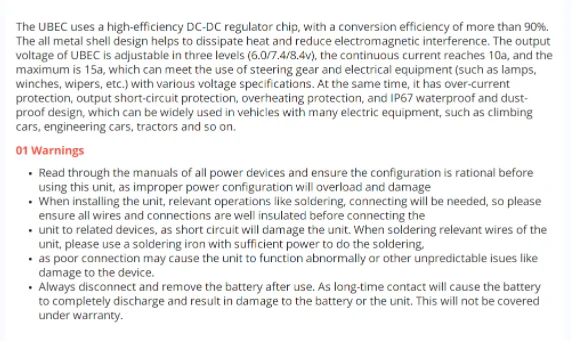 Waterproof  10A 2-6S UBEC Input Voltage 6.0/ 7.4/8.4V Adjustable Super Large Current BEC RC Parts Accs supplier