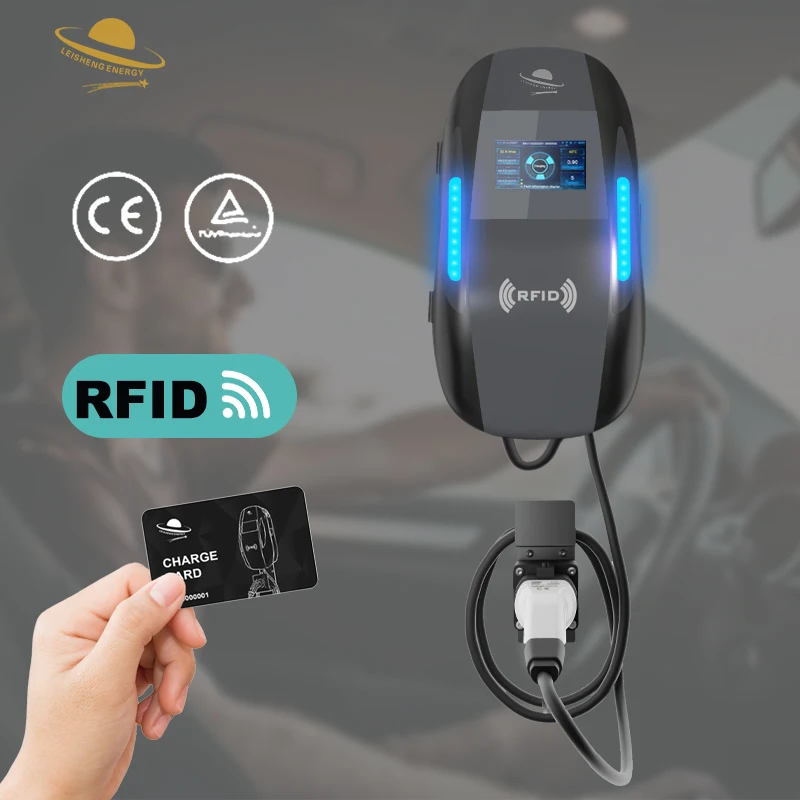 Leisheng Free Design Level 2 Type2/type1/gbt Ev Charger Dropshipping 5m Charging Cables 7kw/11kw/22kw Wallbox Ev Charger