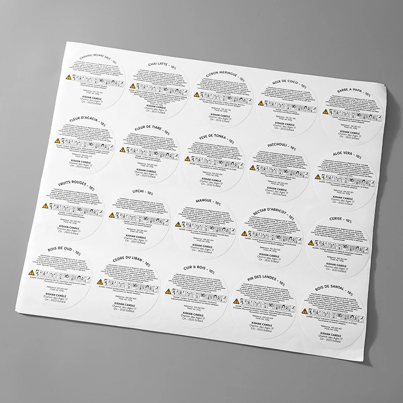 Offset Printing Candle Warning Sticker Safety Warning Labels Waterproof Vinyl Candle Warning Labels for Bottle Jars