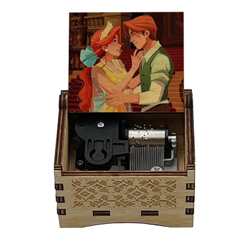 Anime Wood Anastasia Music Box Automatic Wind up Theme Once Upon a December Kids Girls Friends Birthday Gift Party Toy With Logo