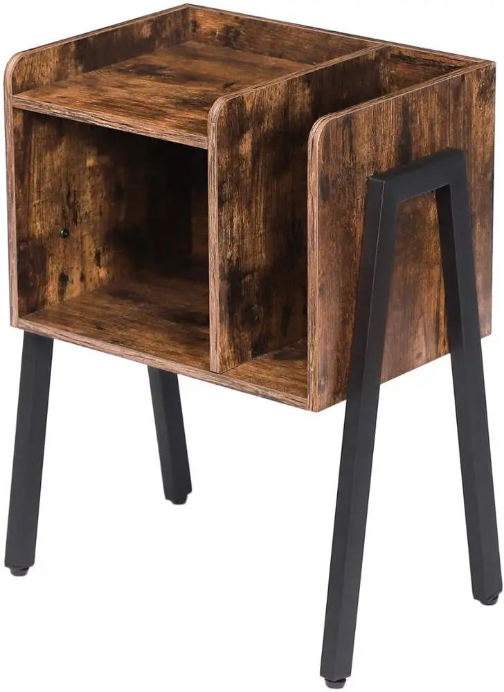 Factory Direct Stackable End Side Table With Vertical Storage for Bedroom