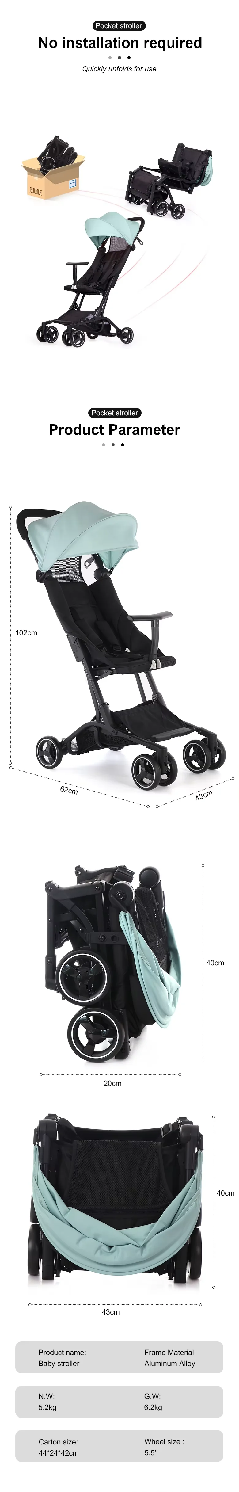 Coches Para Bebe Premium Baby Stroller Ultra Lightweight Portable Baby Push Chair Foldable Carriage