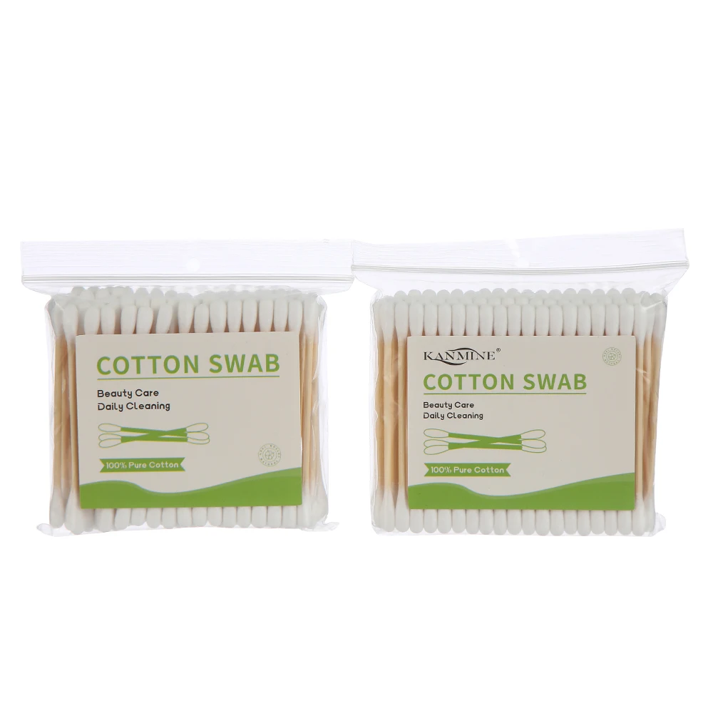 100pcs Disposable Ear Cleaner Makeup Qtips Bamboo Stick Cotton Buds