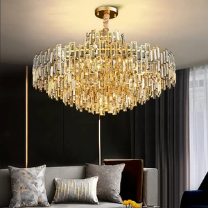 Zeal Lighting Modern Bedroom Hanging Pendant Lights Gold Crystal Bulb Chandeliers Ceiling Luxury