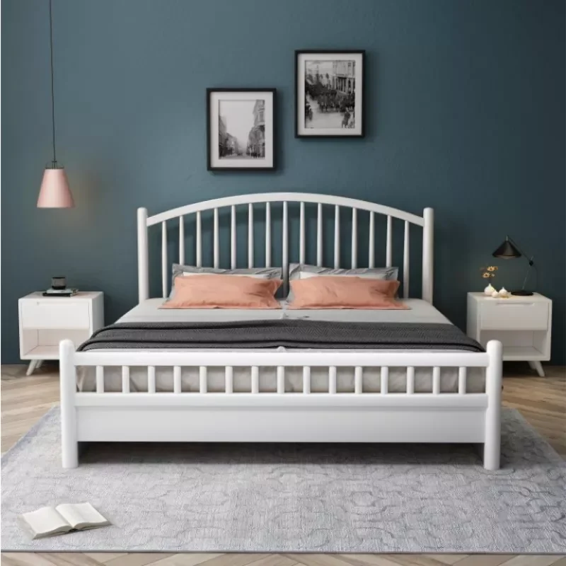 Nordic Style Solid Wood Bed Simple Modern Physical Bed Master Bedroom ...