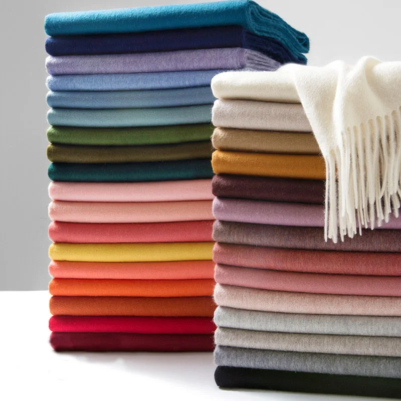 Runyang in Stock Winter New Arrival Factory Pashmina Alpaca Scarf White Color 100% Merino Wool Other Scarf Cashmere Scarf Mufflers