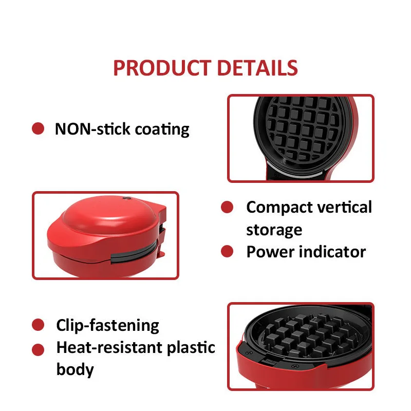 Customized 7 in 1 Quick Heat-Up Personal Electric Animal Heart Shape Waffle Iron Mini Waffle Maker with Detachable Plates