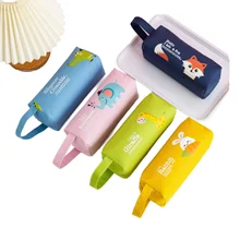 Cartoon Animal Storage Pencil Bag Large Capacity Double Layer Oxford Cloth Cute Handbook Stationery Pencil Case