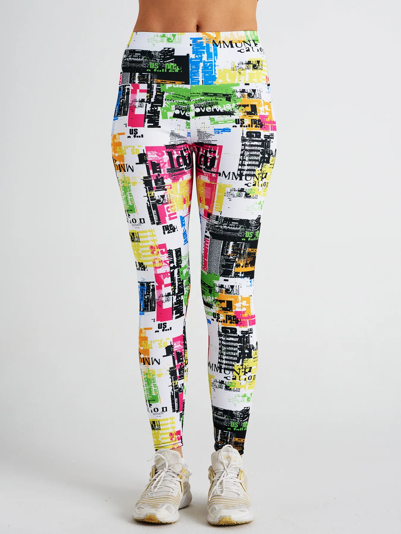 GC Custom Digital Printing Leggings for Women Abstract Graffiti Newspapers Yoga Pants High -waist Sports Fitness Pants YG138